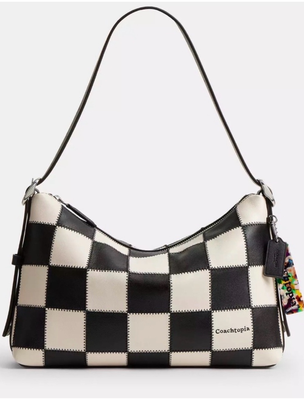 🖤Coach NWT Coachtopia Black & White Checker Alter Ego Slouchy Shoulder Bag - Picture 1 of 10